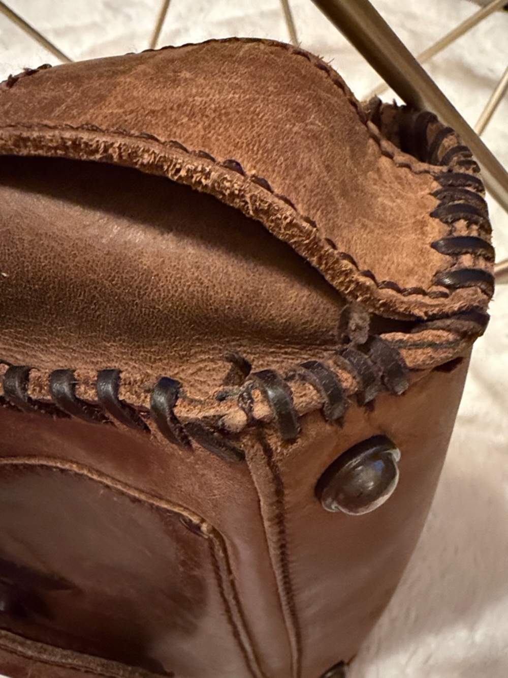 STS Ranchwear Sheridan Flower Leather Top Double Handle Brown Whipstitch Satchel - Picture 16 of 16